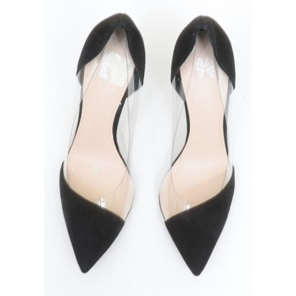 Victoria's Secret size 7.5 Transparent Clear Velvet Pointed Toe Sexy Heels - Picture 2 of 8